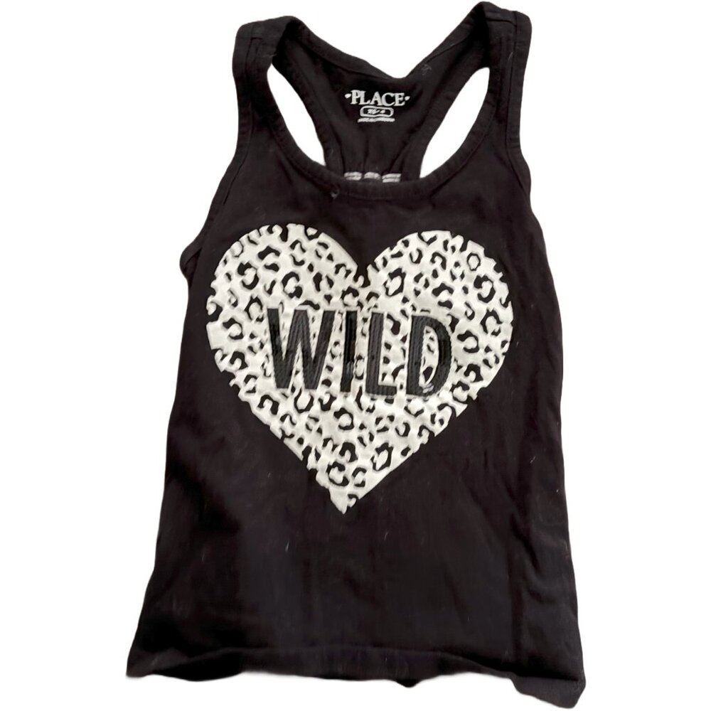 Children's Place girl's "Wild" Leopard black racerback tank top shirt‎ sz XS 4